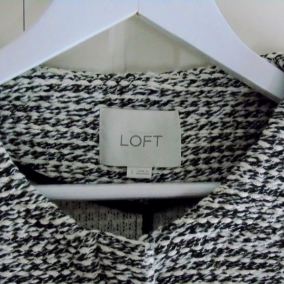 LOFT Black and White Tweed Sweater-Jacket size small - Picture 6 of 8